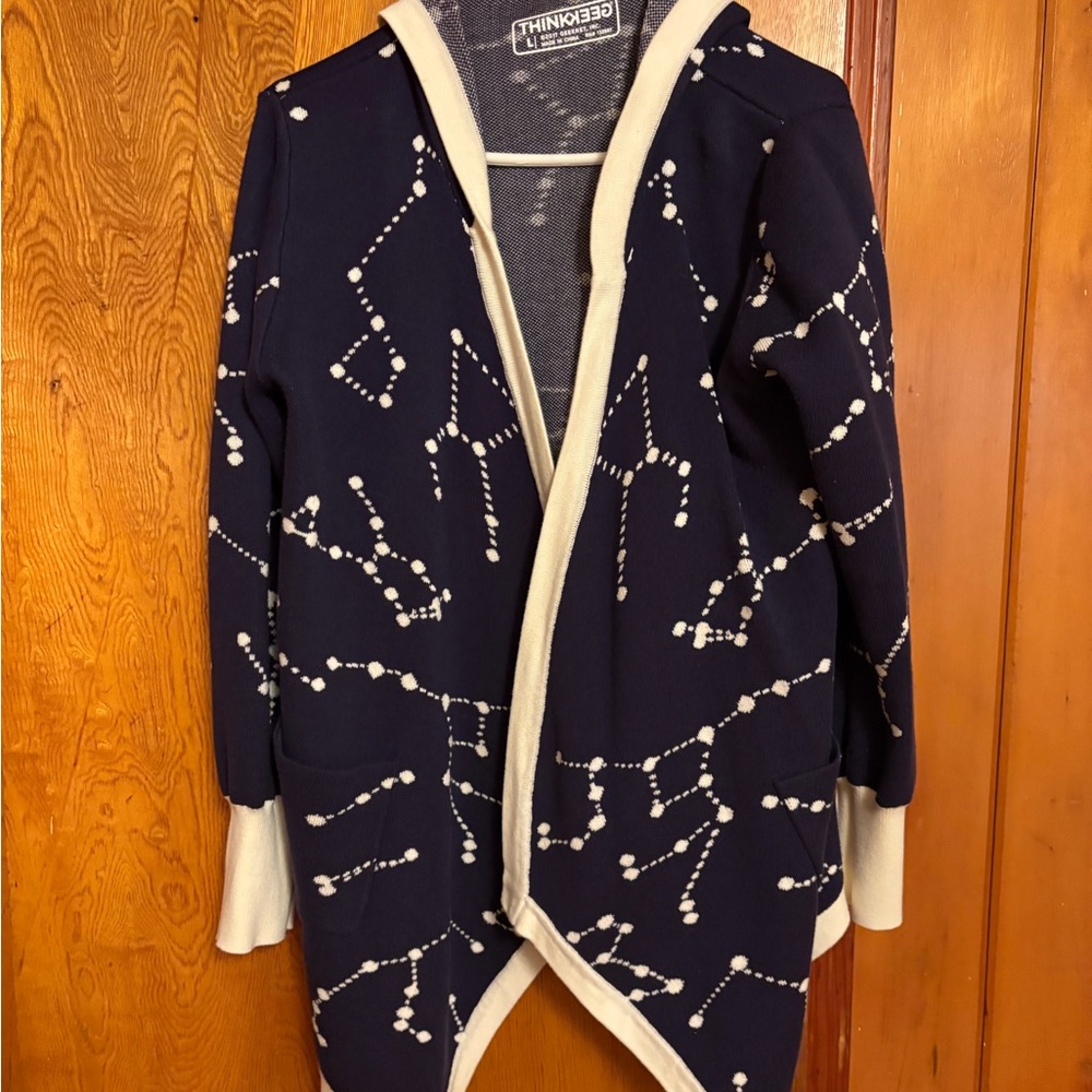 Navy Constellation Women's Hooded Cardigan Sweater
